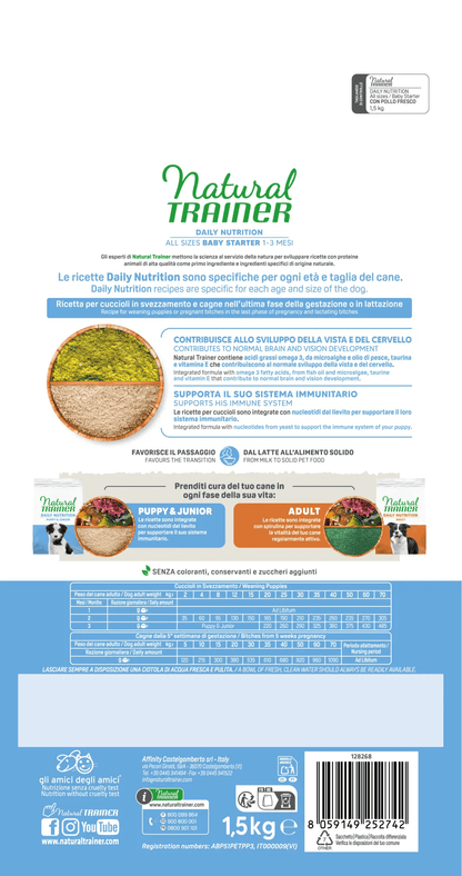 NATURAL TRAINER - DAILY NUTRITION - ALL BREEDS BABY STARTER CON POLLO FRESCO