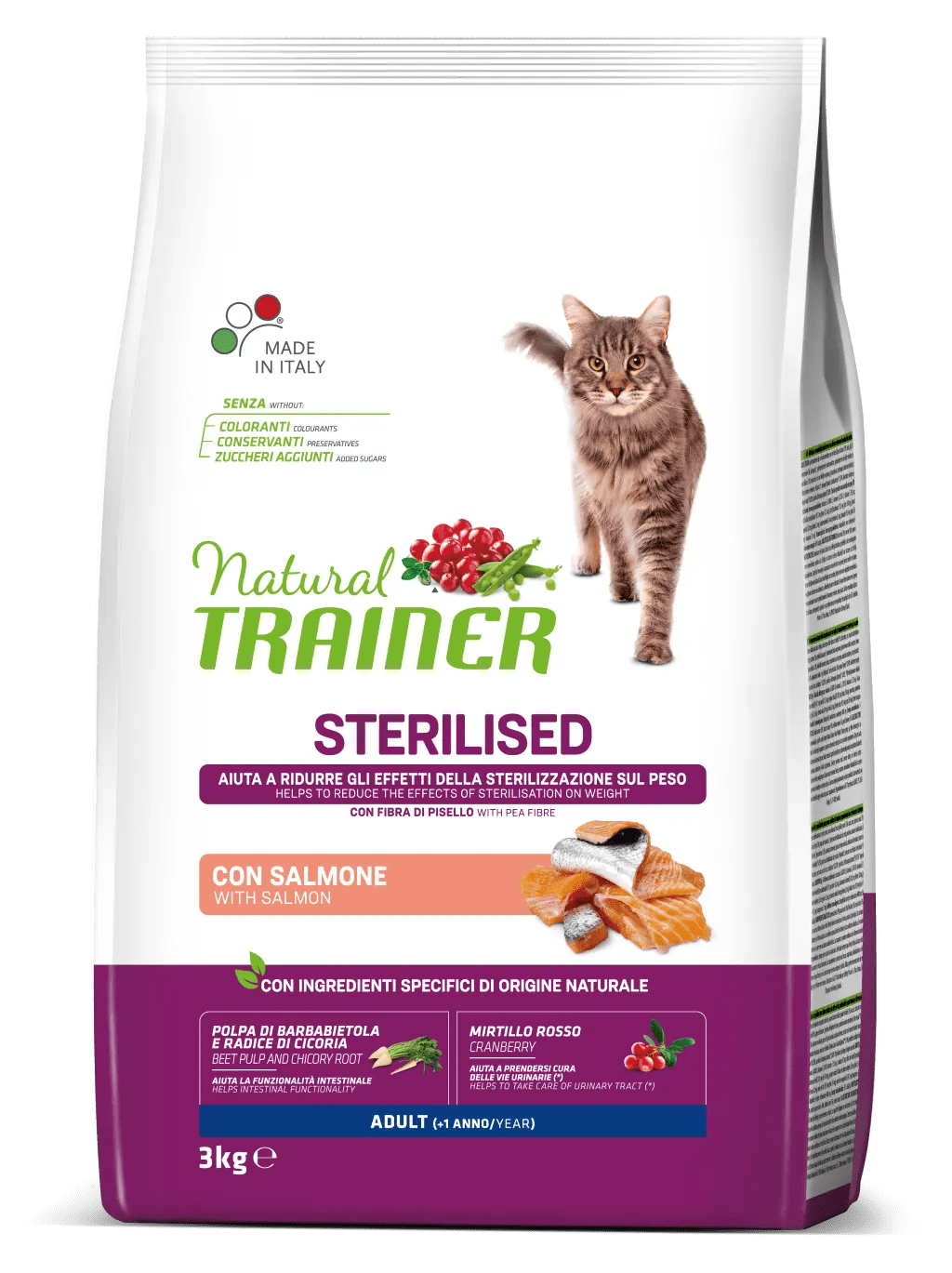 Alimento umido per adulti sterilizzati con salmone AgriaPPIA, confezione grande, cibo naturale per cani sterilizzati.