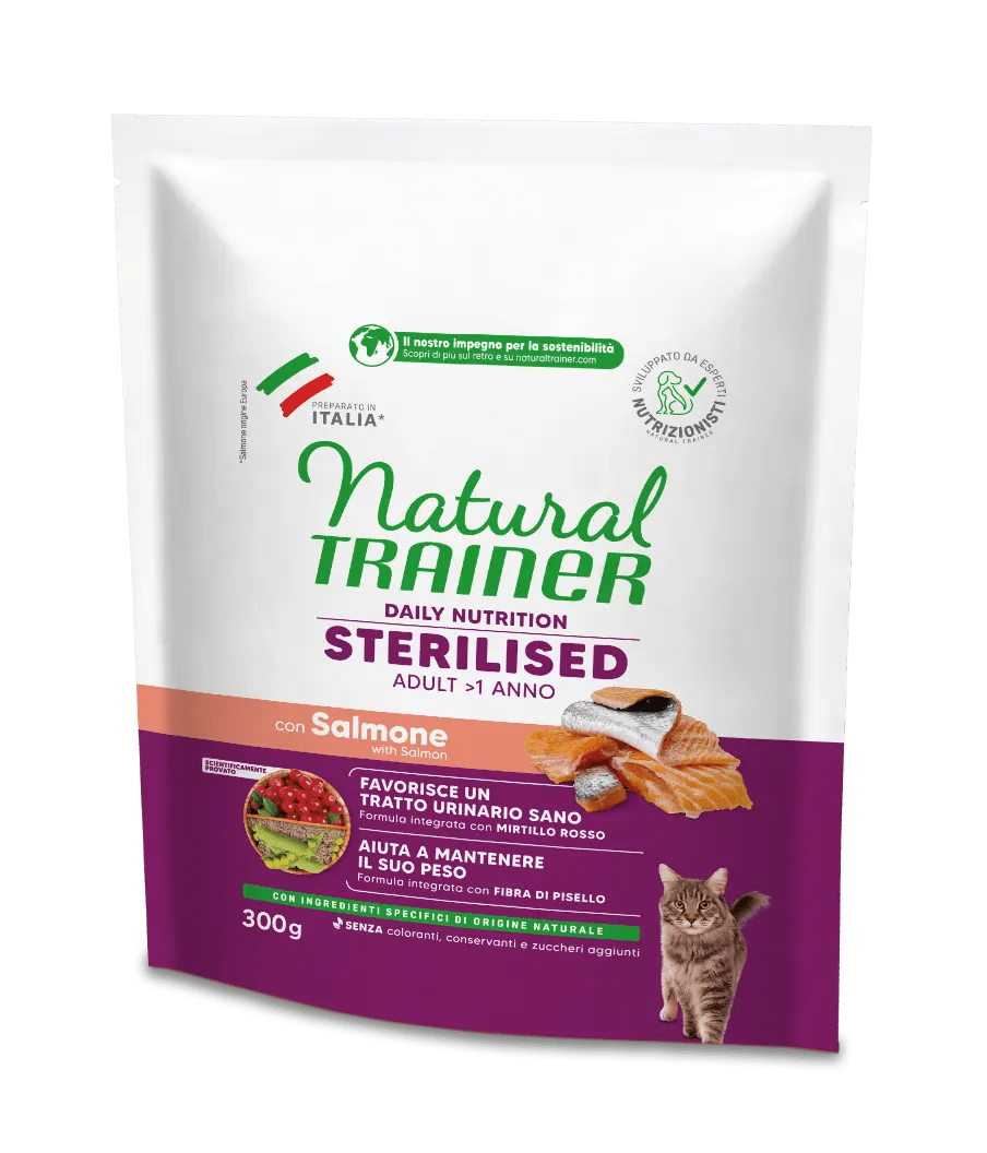Crocchette per cani adulti AgriaPpia DAILY NUTRITION STERILIZZATI al salmone, confezione grande, alimento completo per animali domestici.