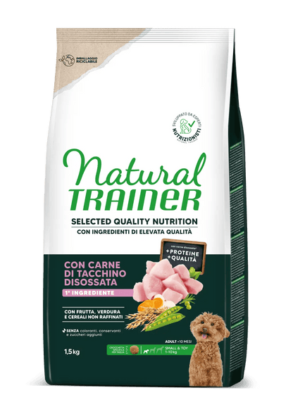 Crocchette per cani adulti Mini Natural Trainer AGRIAPPIA con tacchino, alimentazione naturale e di alta qualità.