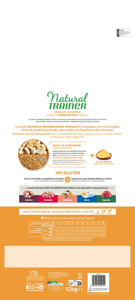 Natural Trainer - SPECIALTY NUTRITION SENSITIVE MONOPROTEICO ANIMALE NO GLUTEN MEDIUM&MAXI ADULT CON MAIALE E CEREALI INTEGRALI