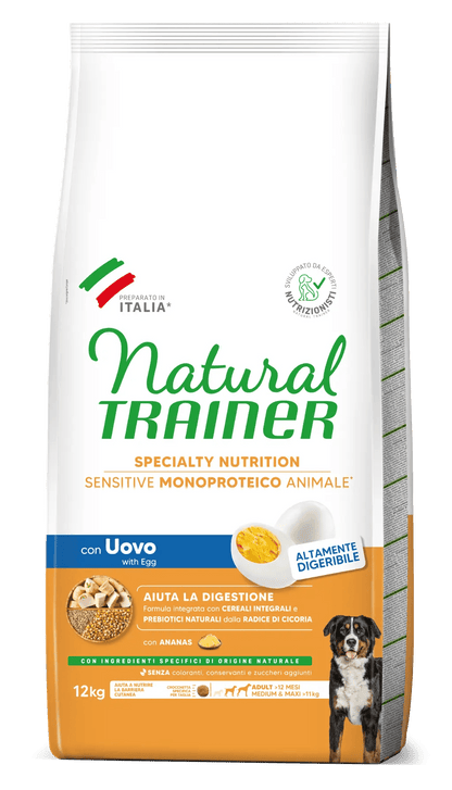 Natural Trainer - SPECIALTY NUTRITION SENSITIVE MONOPROTEICO ANIMALE NO GLUTEN MEDIUM&MAXI ADULT CON UOVO E CEREALI INTEGRALI