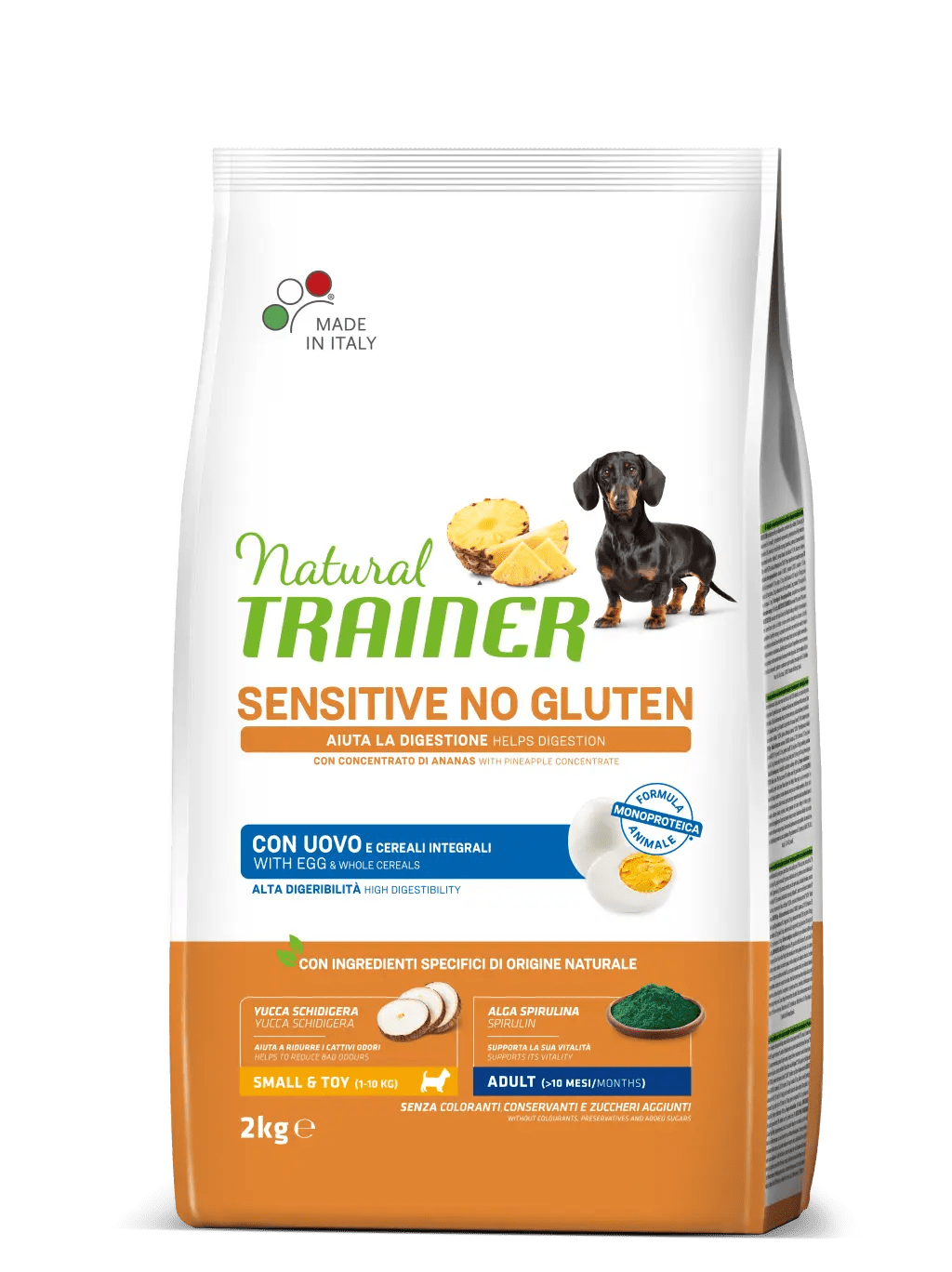 Natural Trainer - SPECIALTY NUTRITION SENSITIVE MONOPROTEICO ANIMALE NO GLUTEN SMALL&TOY ADULT CON uovo