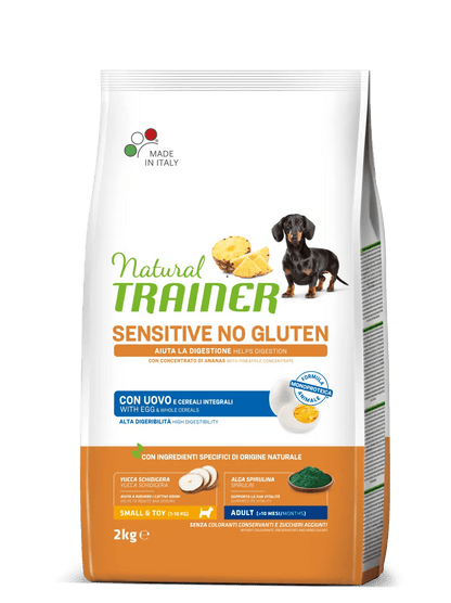 Natural Trainer - SPECIALTY NUTRITION SENSITIVE MONOPROTEICO ANIMALE NO GLUTEN SMALL&TOY ADULT CON uovo