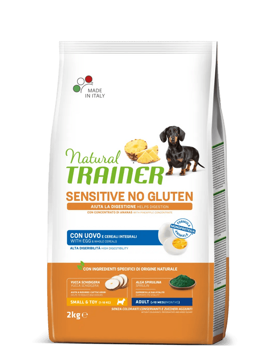 Natural Trainer - SPECIALTY NUTRITION SENSITIVE MONOPROTEICO ANIMALE NO GLUTEN SMALL&TOY ADULT CON uovo
