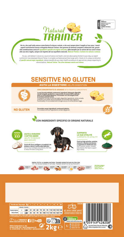 Natural Trainer - SPECIALTY NUTRITION SENSITIVE MONOPROTEICO ANIMALE NO GLUTEN SMALL&TOY ADULT CON uovo