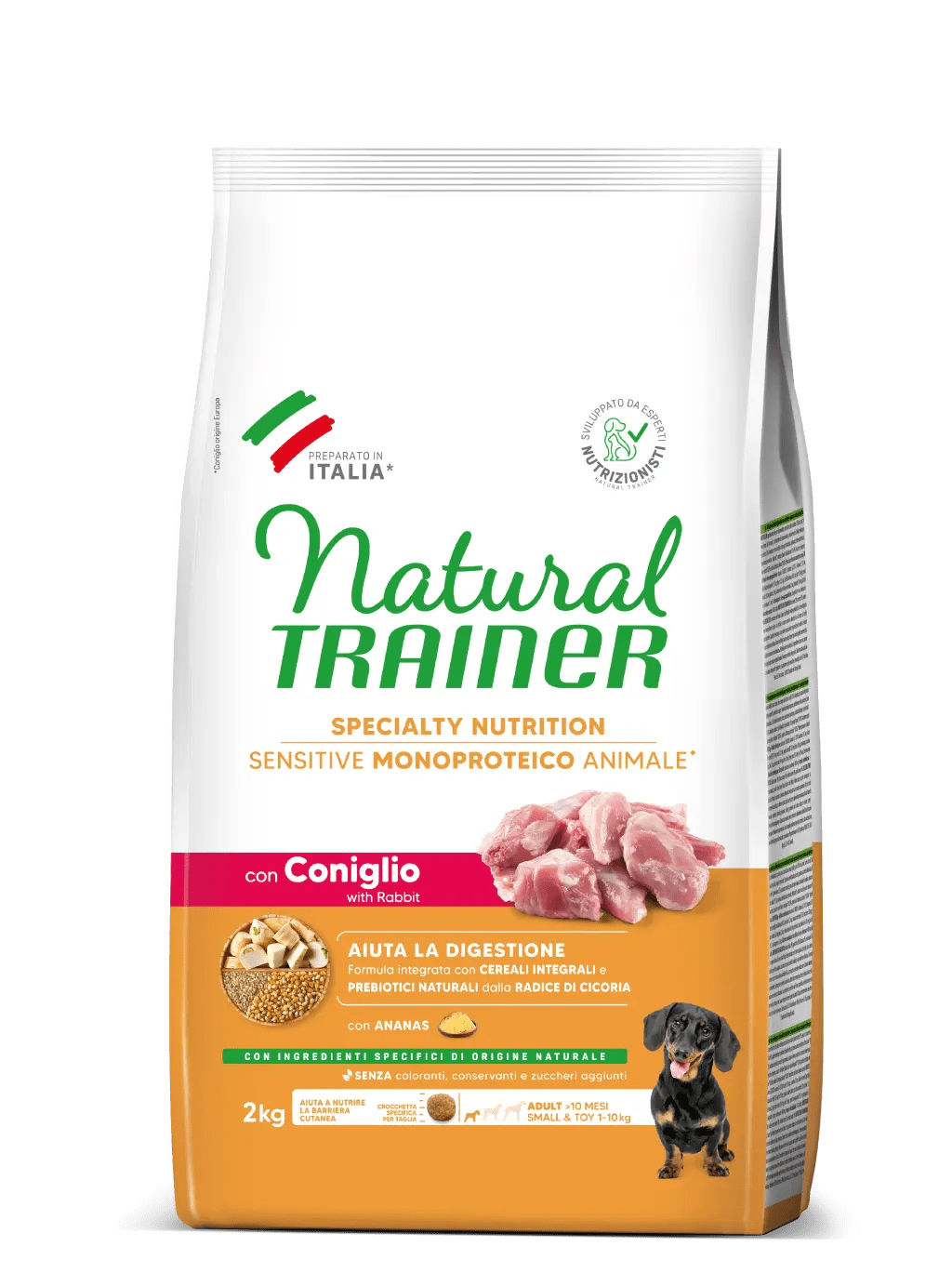 Natural Trainer - SPECIALTY NUTRITION SENSITIVE MONOPROTEICO ANIMALE NO GLUTEN SMALL&TOY ADULT CON Coniglio E CEREALI INTEGRALI