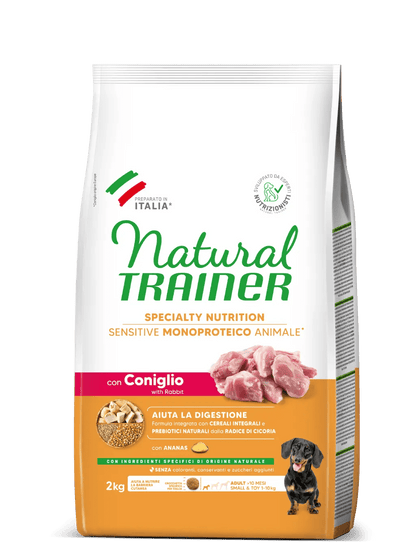 Natural Trainer - SPECIALTY NUTRITION SENSITIVE MONOPROTEICO ANIMALE NO GLUTEN SMALL&TOY ADULT CON Coniglio E CEREALI INTEGRALI