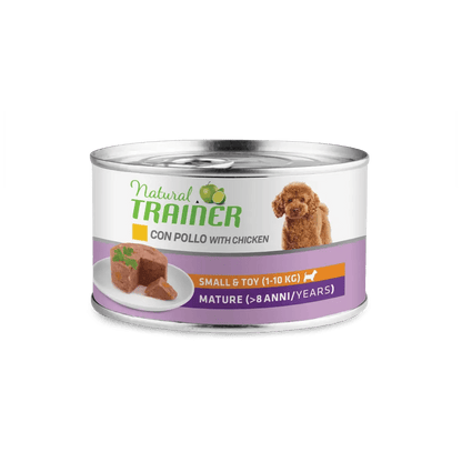 Cibo umido per cani Natural Trainer Mantenimento S&T Mature Pollo di AgriAppia, porzione grande, con pollo naturale e ingredienti nutrienti.