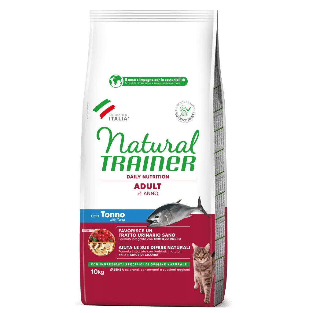 Scatola di cibo per adulti Daily Nutrition con tonno, prodotto alimentare equilibrato del marchio AgriAppia, vista frontale.