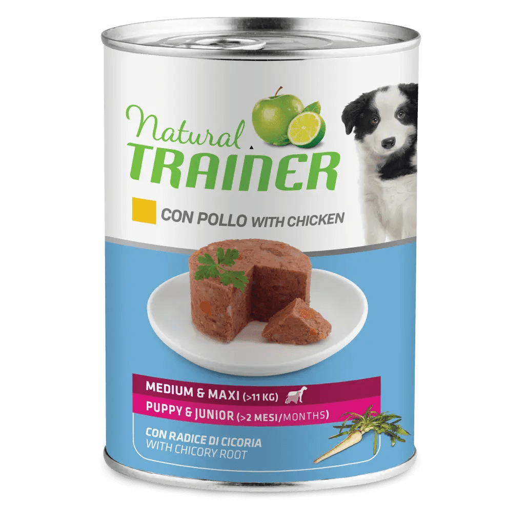Crocchette AGRIAPPIA Natural Trainer Mantenimento M&M Puppy&Junior con pollo umido in confezione grande, alimento naturale per cuccioli