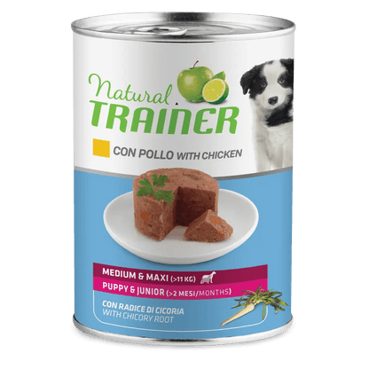 Crocchette AGRIAPPIA Natural Trainer Mantenimento M&M Puppy&Junior con pollo umido in confezione grande, alimento naturale per cuccioli