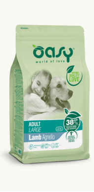 Cibo per cani AGRIAPPIA Oasy Adult Agnello grande confezione da 3kg, sacchetto di crocchette per cani adulti al gusto agnello