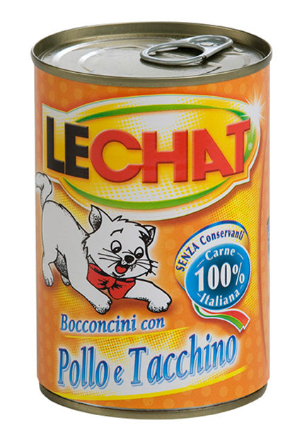 Crocchette umide LeChat Adult con pollo e tacchino di AGRIAPPIA, bocconcini per gatti adulti in scatola