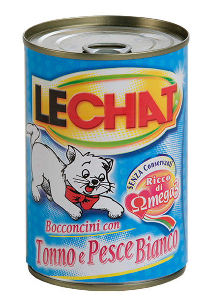 Ciotola di bocconcini umidi LeChat Adult con tonno e pesce bianco, cibo umido per gatti AgriaPPIA.