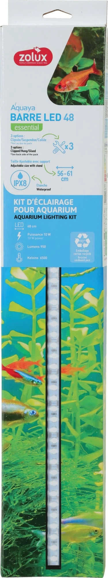 ZOLUX Barra LED Universale per Acquario Ekaï, Initio e Tana – 6500K IPX8, 5 Misure