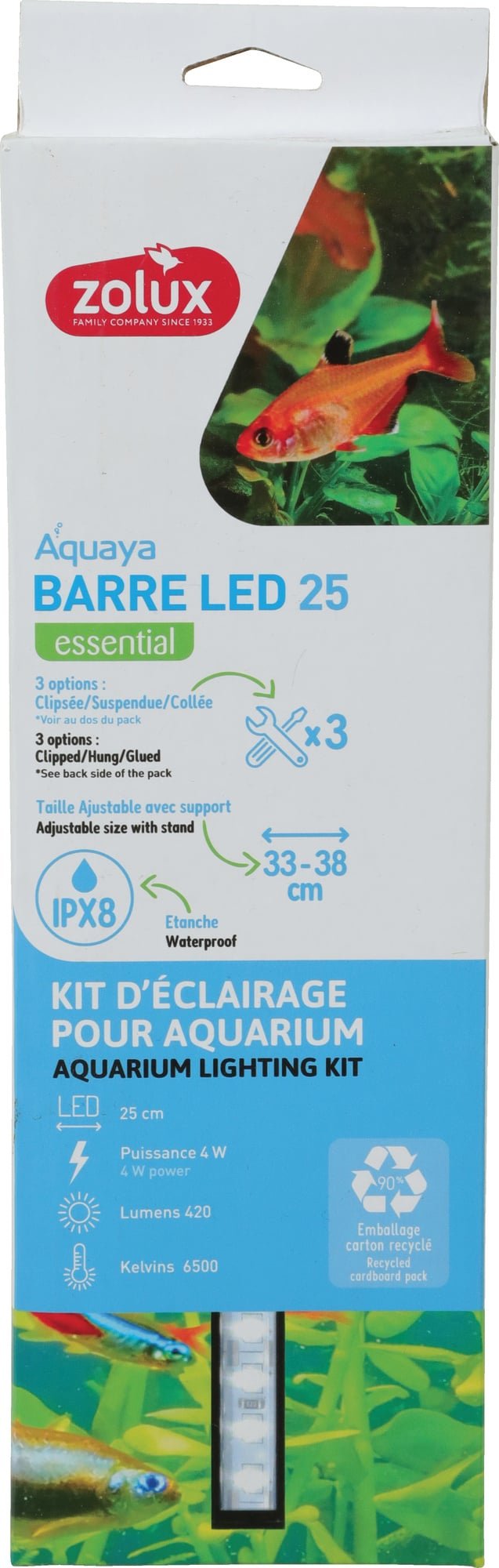 ZOLUX Barra LED Universale per Acquario Ekaï, Initio e Tana – 6500K IPX8, 5 Misure