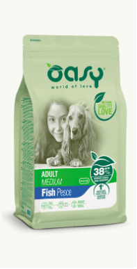 Cibo per cani AGRIAPPIA Oasy Adult Medium Pesce in confezione da 3 kg, alimento equilibrato per cani di taglia media
