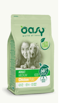 Cibo per cani AGRIAPPIA Oasy Adult Medium Pollo, confezione da 3kg, con crocchette di pollo per cani di taglia media