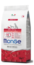 Crocchette Monge Natural Superpremium Mini Puppy & Junior Ricco in Pollo, cibo per cuccioli di piccola taglia con pollo.