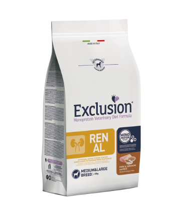 EXCLUSION MONOPROTEIN VET DIET  RENAL PORK & SORGHUM AND RICE MEDIUM&LARGE BREED