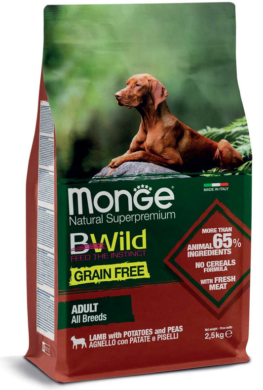 Monge Natural SuperPremium Grain Free Formula All Breeds Cane Adulto Agnello con patate e piselli