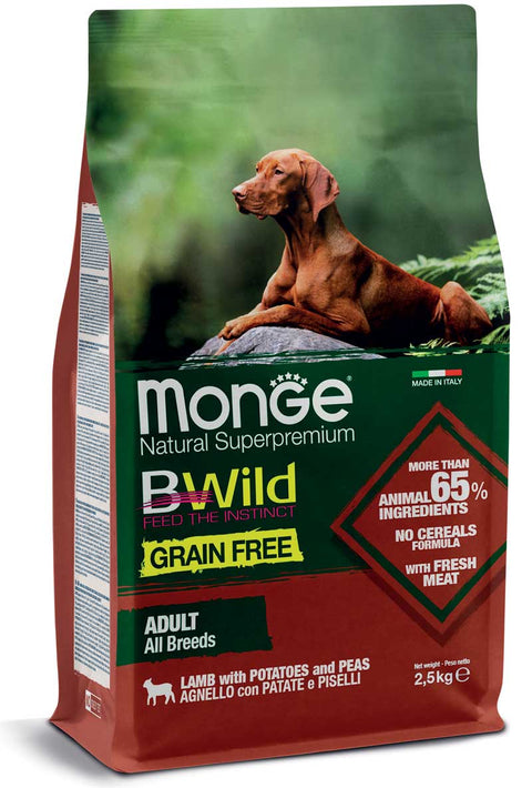 Monge Natural SuperPremium Grain Free Formula All Breeds Cane Adulto Agnello con patate e piselli