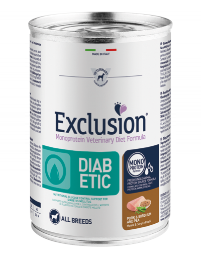 Crocchette per cani diabetici Exclusion Monoprotein Vet Diet AgriaPPIA, confezione da 400g, alimento specifico per cani diabetici