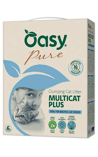 Lettiera Pure Multicat Plus di AgriaPpia, granulato per gatti, visibile nella confezione con logo e dettagli del prodotto.