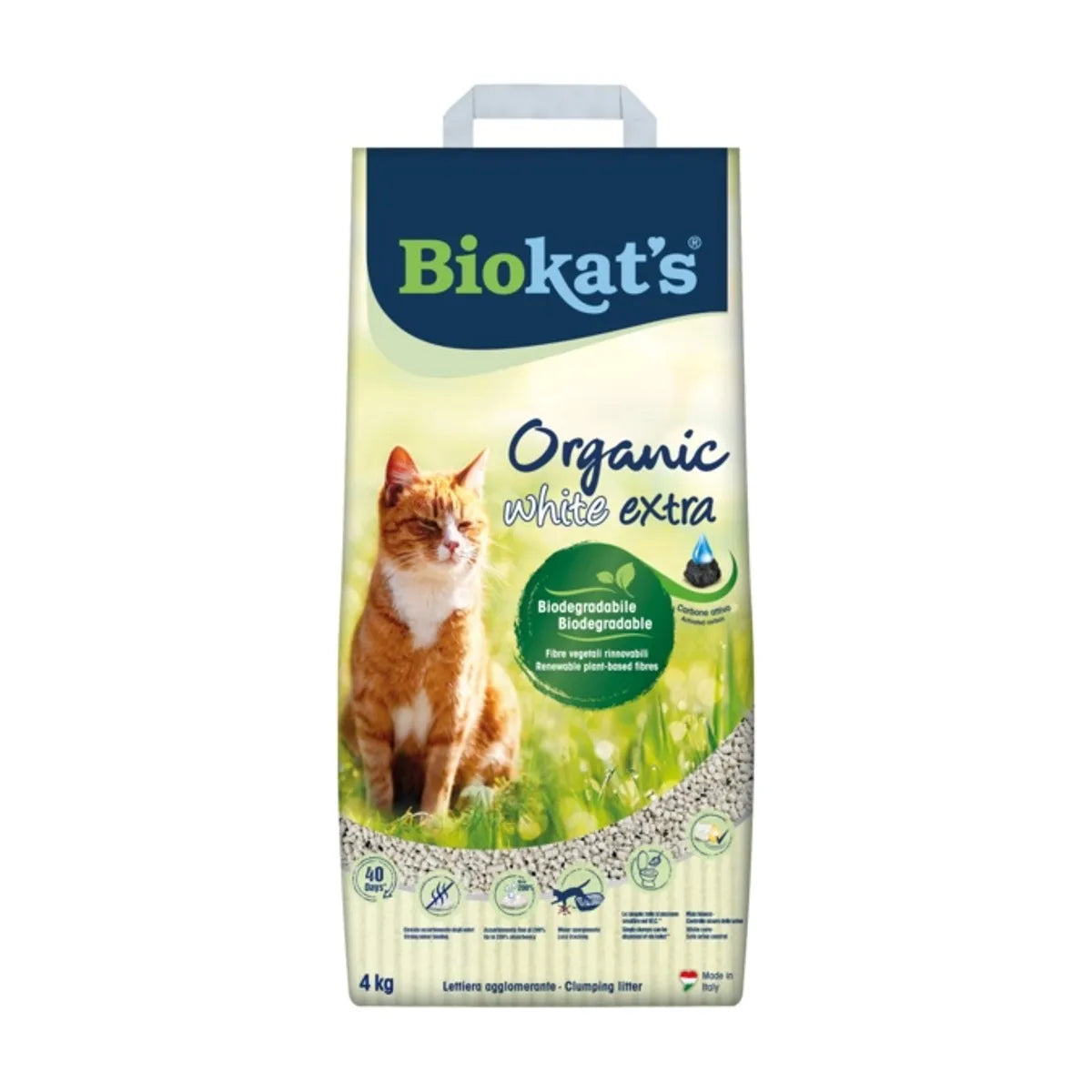Lettiere agglomeranti Biokat’s Organic White Extra di AGRIAPPIA, pellet di lettiera naturale e biodegradabile per animali domestici
