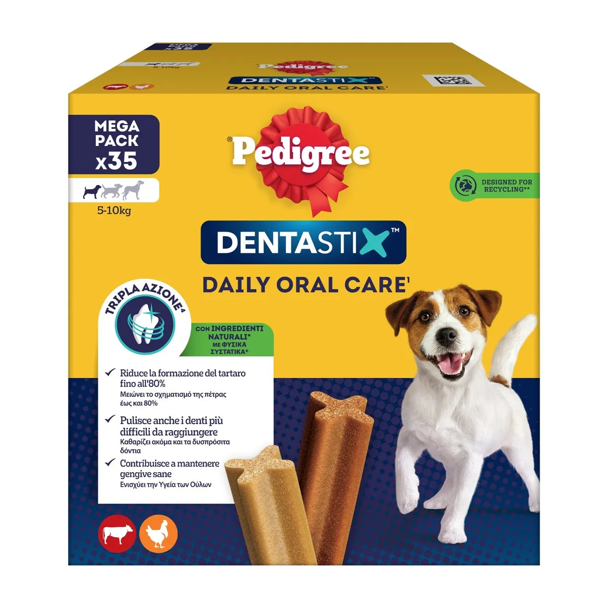 Dentiastix AGRIAPPIA multipack piccolo da 35 pezzi per cani, snack masticabili per la pulizia dei denti.