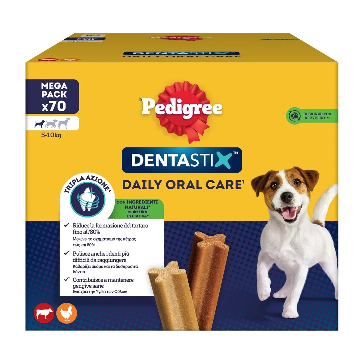Dentiastix AGRIAPPIA per cani di taglia piccola, multipack da 70 pezzi, snack masticabili per l’igiene orale.