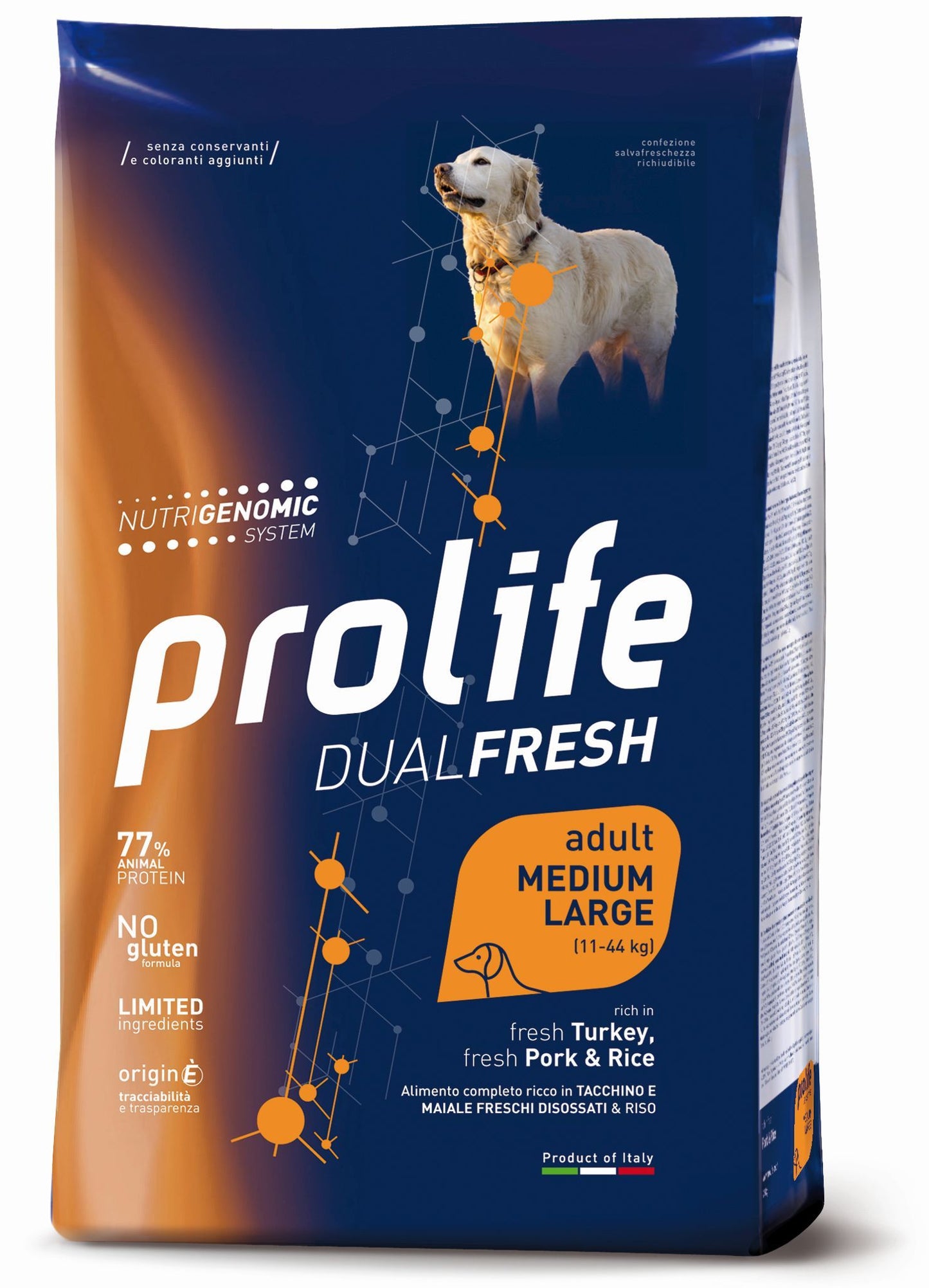 Immagine di un cane con il prodotto Prolife DUAL FRESH di AGRIAPPIA, un trattamento freschente per animali domestici.