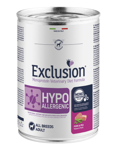 Sacchetto di Exclusion Monoprotein Vet Diet AgriaPPIA da 400g, crocchette ipoallergeniche per cani sensibili.