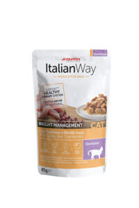 Sacco di cibo per cani Italianway con tacchino e mirtilli rossi AGRIAPPIA, sterilizzato, 85g, per gestione del peso
