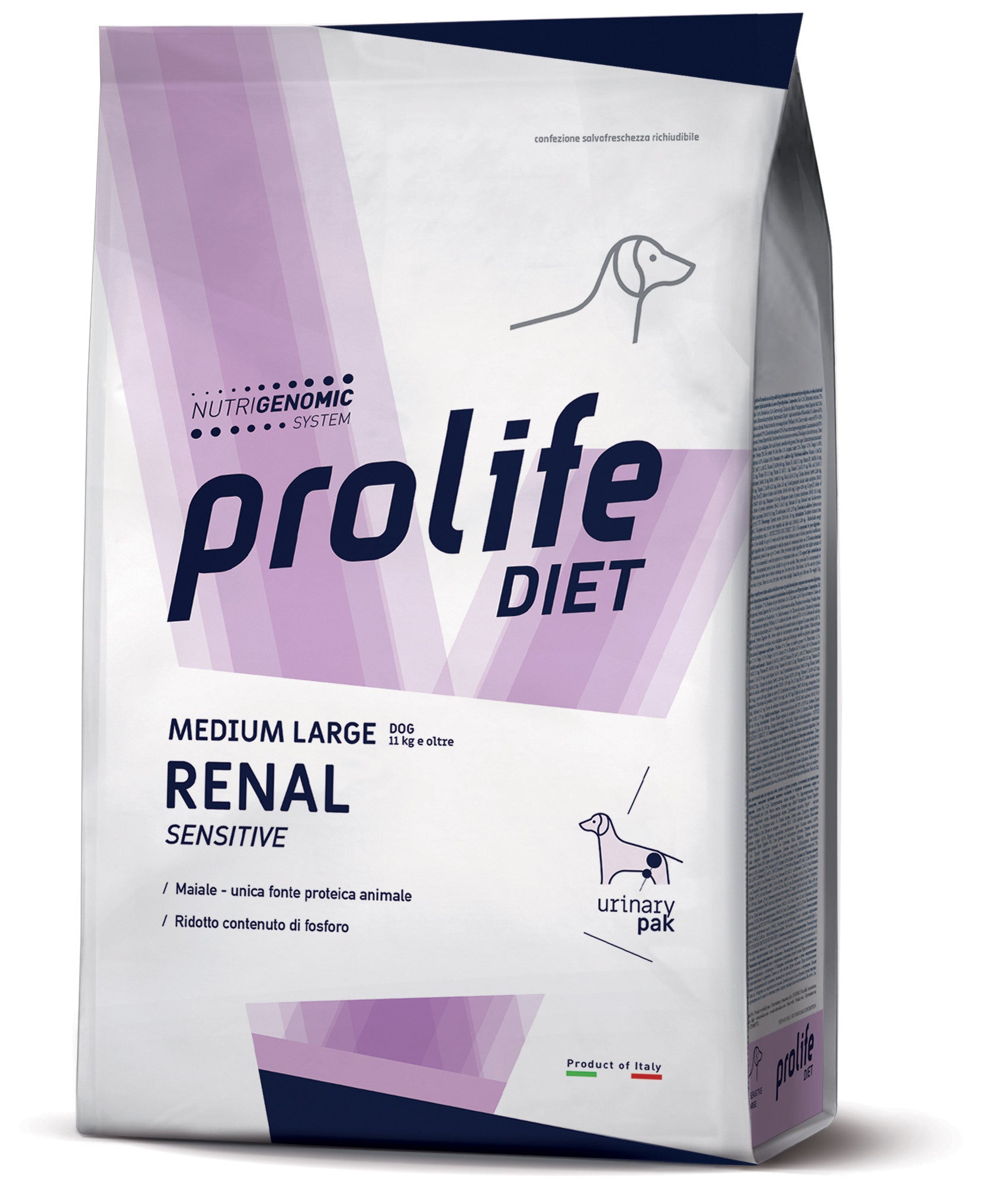 Crocchette AGRIAPPIA Renal Sensitive Medium/Large per cani con problemi renali, confezione di alimenti secchi per la salute renale.