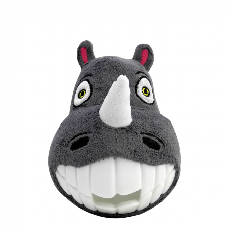 Gioco per cani AGRIAPPIA Big Teeth a forma di rinoceronte in gomma resistente, ideale per masticare e divertimento del cane.
