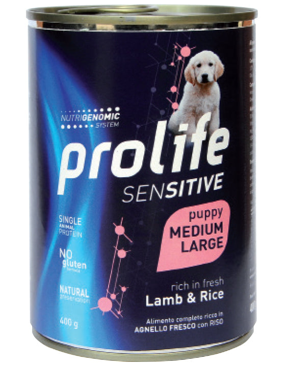 Cane Prolife SENSITIVE di AGRIAPPIA, immagine di un cucciolo sensibile con cibo umido per cani.