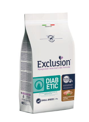 Cibo per cani EXCLUSION MONOPROTEIN VET DIET di AgriaPPIA, piccola taglia, con manzo, sorgo e piselli per cani diabetici.