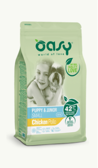 Cibo per cani AGRIAPPIA Oasy Puppy & Junior Small Pollo, confezione piccola con crocchette per cuccioli di piccola taglia.