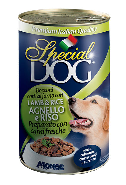 Cibo umido per cani di tutte le razze AGRIAPPIA Special Dog Bocconi con agnello e riso in scatola