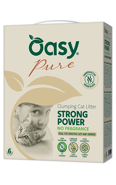 Lettiera Pure Strong Power di AGRIAPPIA, senza profumo, con granuli resistenti e senza grumi, ideale per gatti.