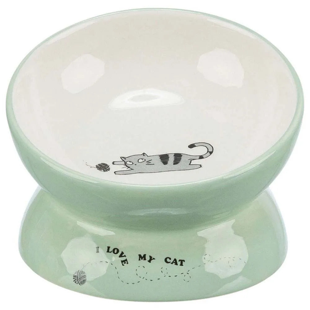 Ciotola per gatto AGRIAPPIA da 150ml in ceramica con bordo decorativo, ideale per cibo e acqua.