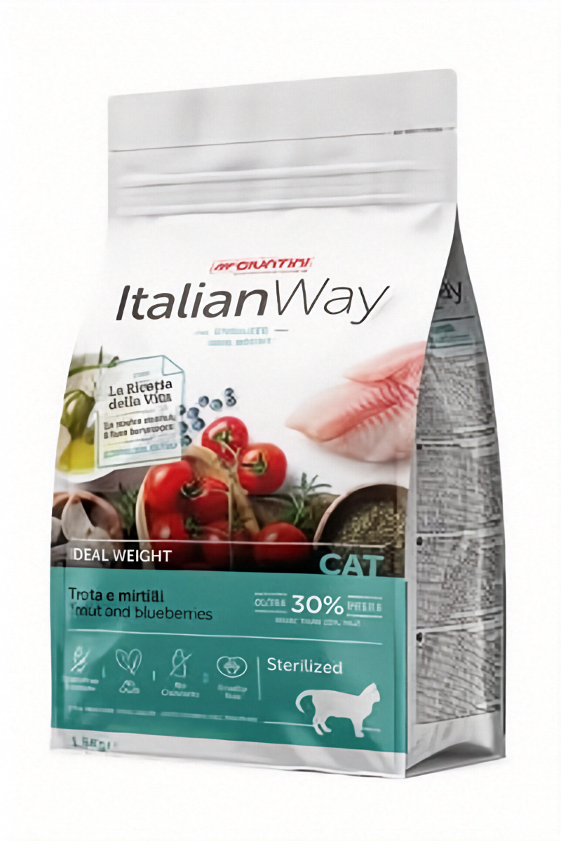 Cibo umido per cani ItalianWay Trota e mirtilli di AGRIAPPIA, sterilizzato, ideale per peso adulto, con trota e mirtilli.