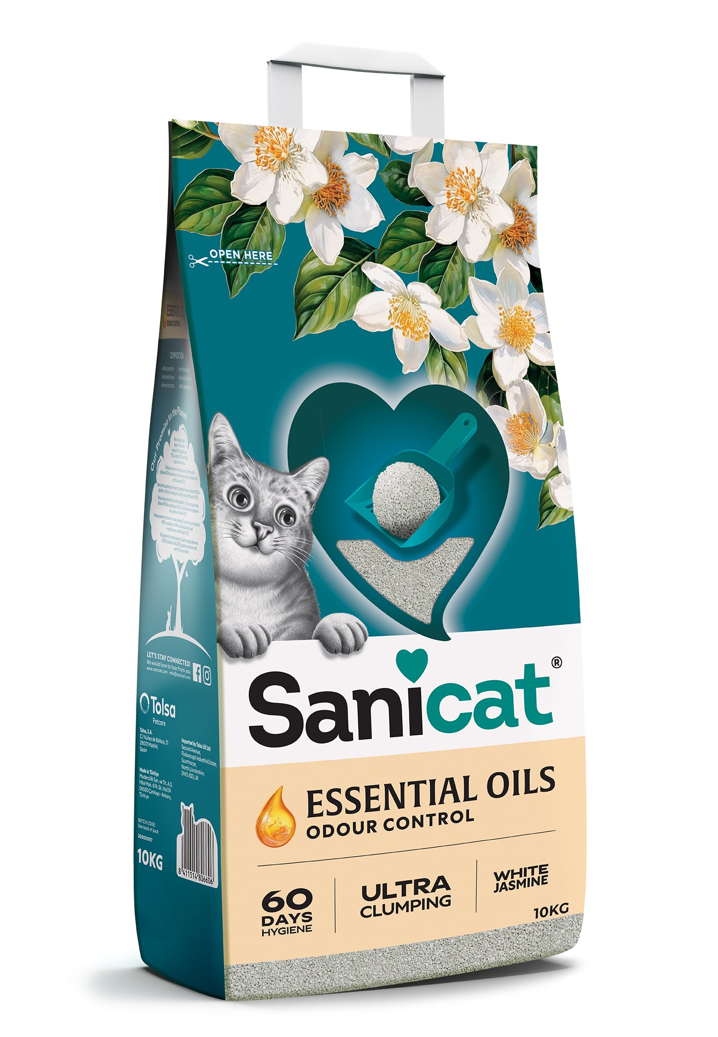 Gel di oli essenziali SANICAT Gelsomino Bianco di AGRIAPPIA, bottiglia bianca con etichetta, aromi floreali e profumi delicati