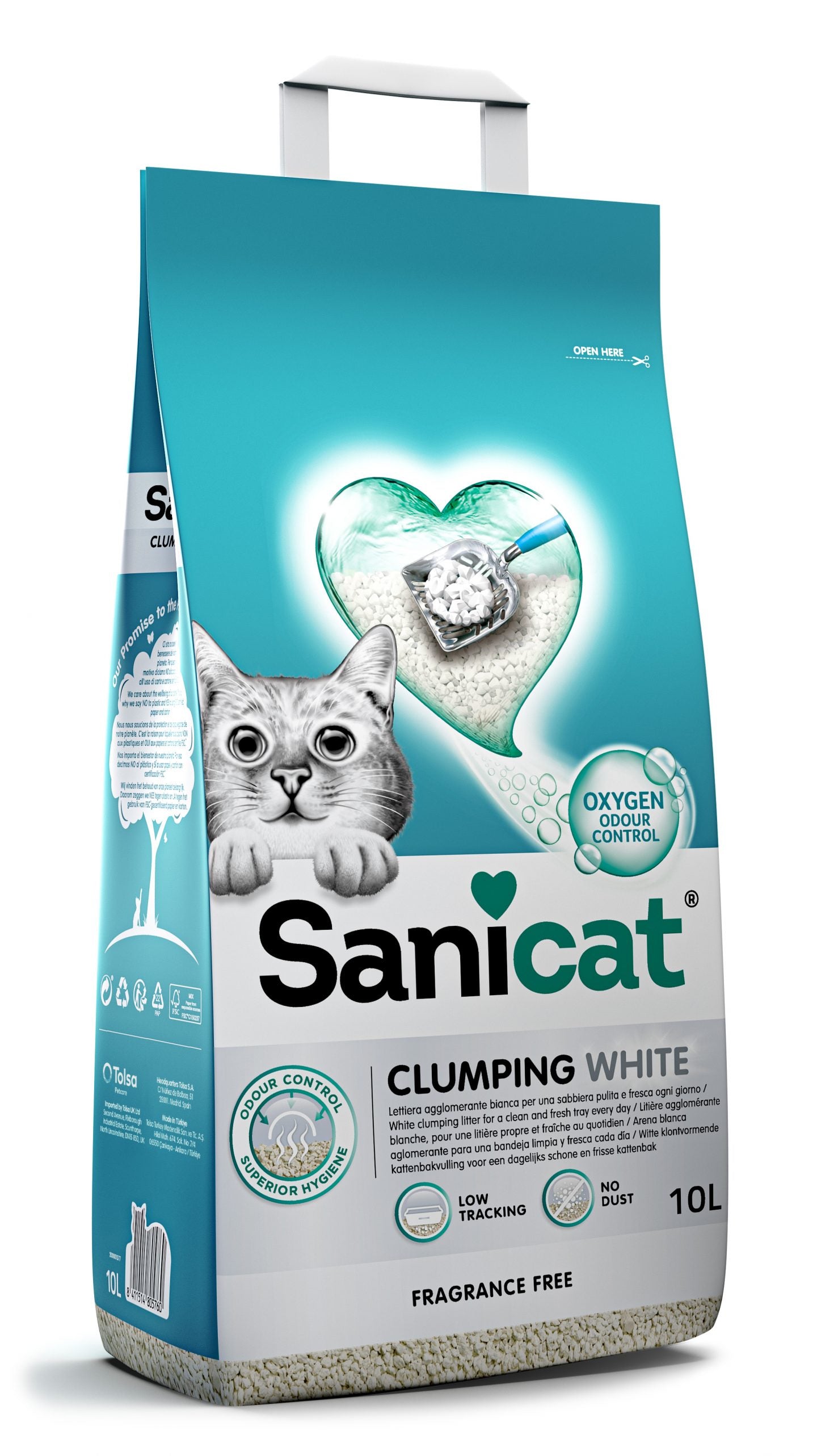 Lettiere Sanicat White Agglomerante senza profumo di AGRIAPPIA, lettiera bianca per gatti con agglomeranti naturali e assorbenza.